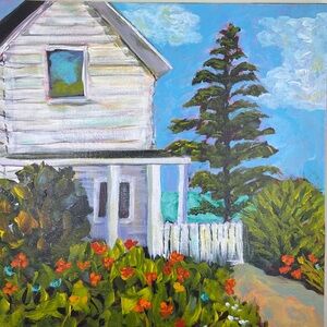 Acrylic Painting  The Lake House Home Accent Cottage core  Wall Decor